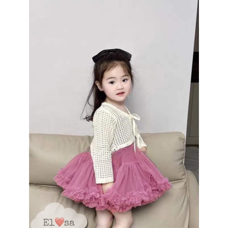 Set váy thu đông cho cho bé gái 8 đến 19kg.video cận chất.váy 2 dây +áo cadgan ren ạk i