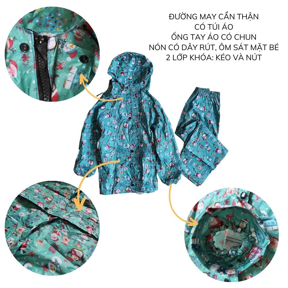 Bộ quần áo mưa trẻ em cao cấp - Vải dù họa tiết hoạt hình dễ thương