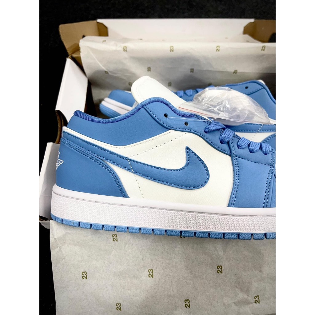 Giày thể thao Jd phối Xanh Dương Trắng thấp cổ Giày Sneaker Jordan 1 Xanh dương Bản Trung