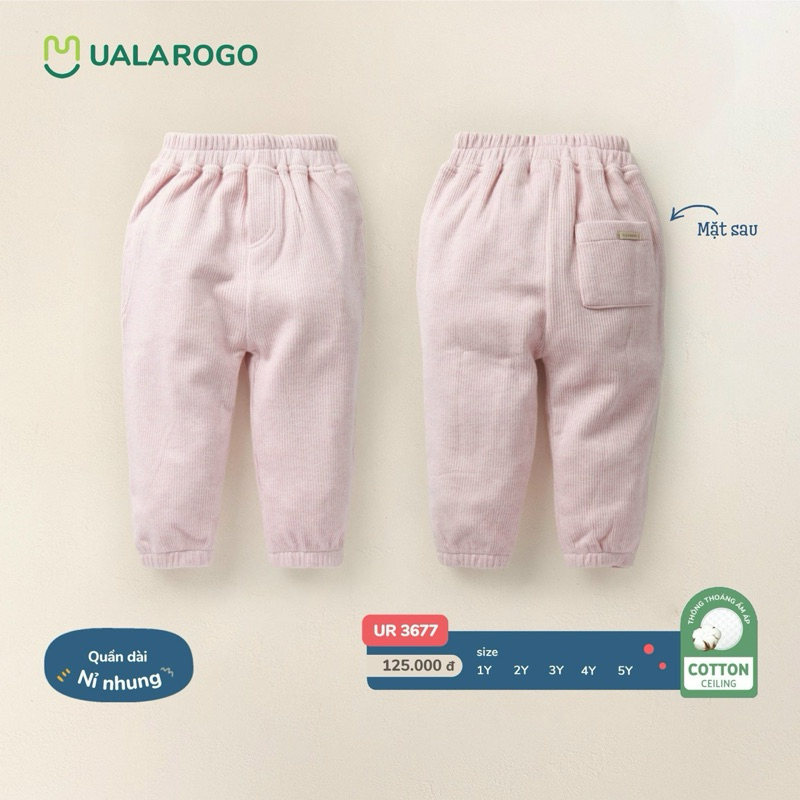 Quần dài nỉ nhung co giãn Ualarogo size 1y đến 5y