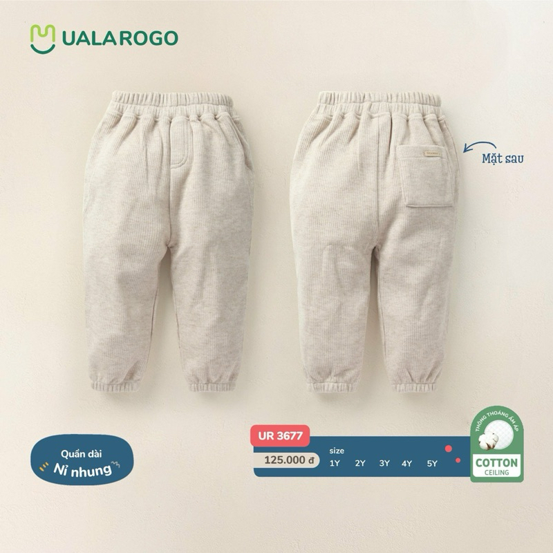 Quần dài nỉ nhung co giãn Ualarogo size 1y đến 5y