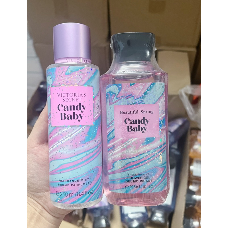 Combo 2 sản phẩm sữa tắm và xịt thơm vic hồng Candy Baby hương nước hoa