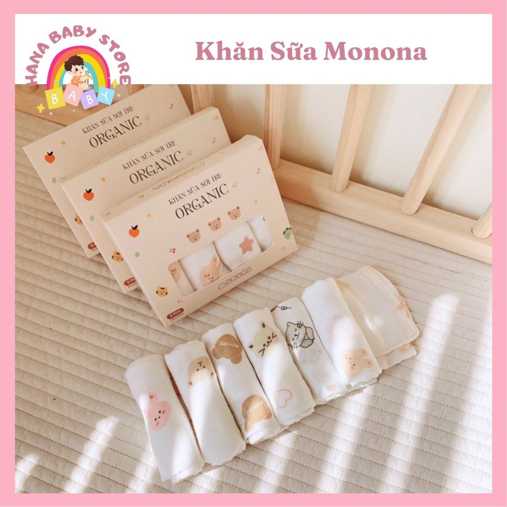 Set 5 Khăn sữa sợi tre Monona cho bé