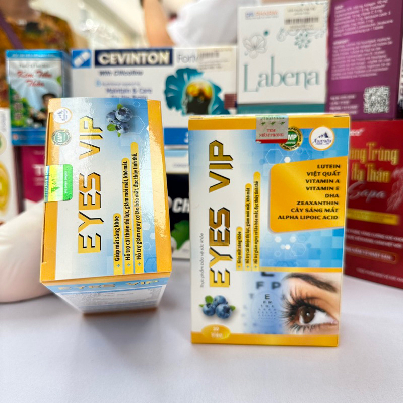Bổ Mắt EYES VIP Hộp 30 Viên - Giúp mắt sáng khỏe, hỗ trợ cải thiện thị lực, giảm mỏi mắt, khô mắt