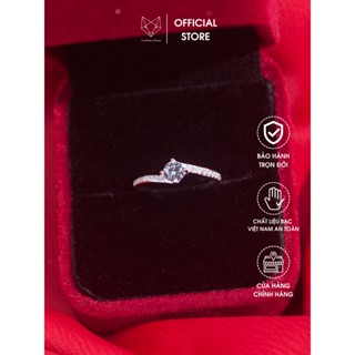 Nhẫn Nữ Bạc Ta Cáo Bạc Jewellery bạc Việt Nam bốn chấu cạnh so le quà tặng bạn gái năng động, dễ thương