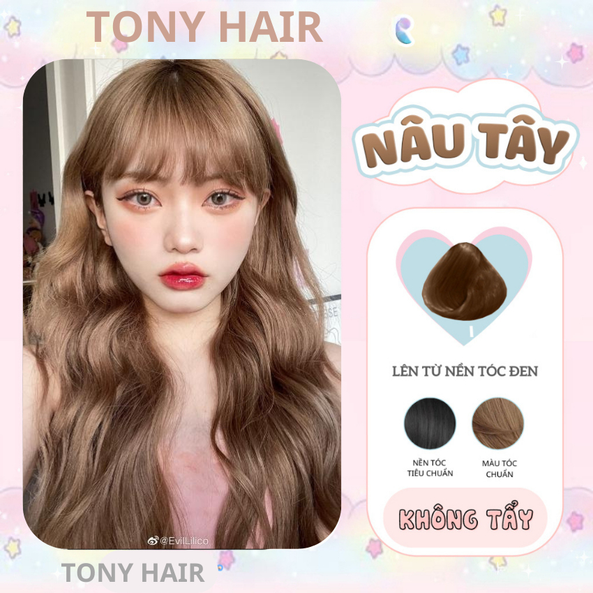 Thuốc Nhuộm Tóc Màu Nâu Tây Không Tẩy | Thuốc Nhuộm Tóc Tony HAIR