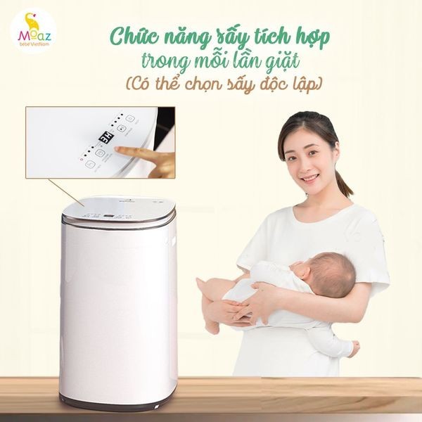 Máy giặt quần áo mini kèm sấy khô 2 in 1 cho bé moaz bébé moaz bebe mb068 bảo hành chính hãng 12 tháng
