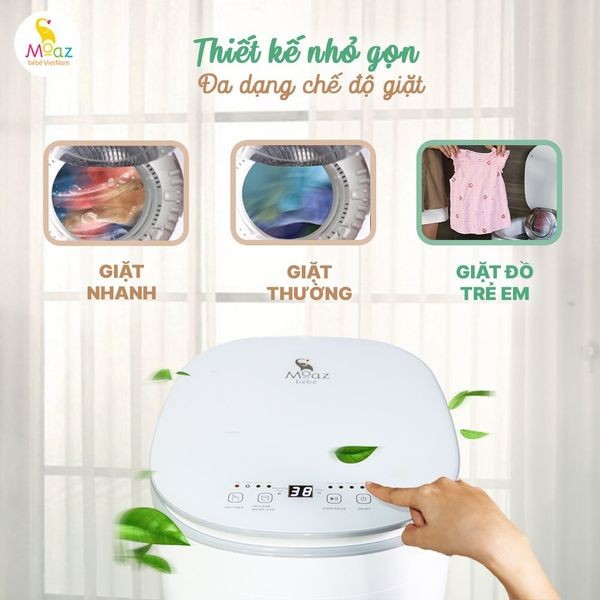 Máy giặt quần áo mini kèm sấy khô 2 in 1 cho bé moaz bébé moaz bebe mb068 bảo hành chính hãng 12 tháng