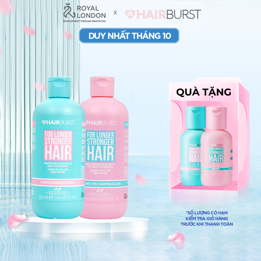 Set gội xả HAIRBURST kích thích tóc mọc dài hơn chắc khỏe hơn 350ml/chai