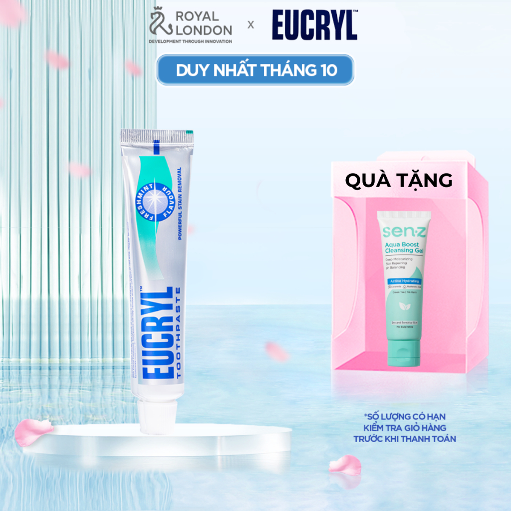 Kem Đánh Răng Bạc Hà Tẩy Trắng Eucryl Toothpaste 62g