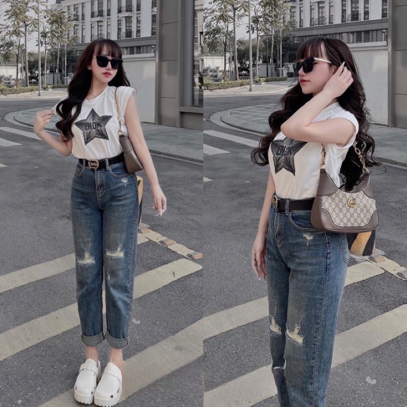 Quần jeans baggy rách siêu hot #1104