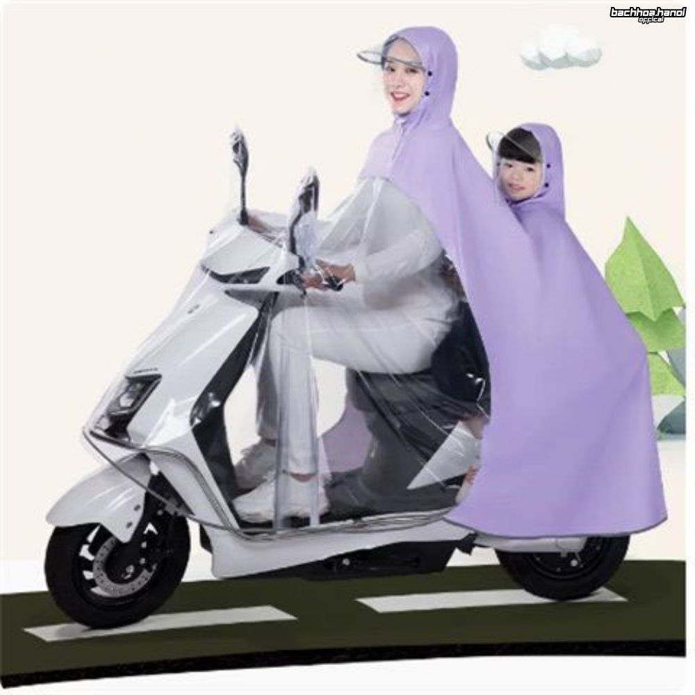 Áo Mưa Trong Suốt Cho Mẹ Và Bé Đi Xe Máy Cao Cấp