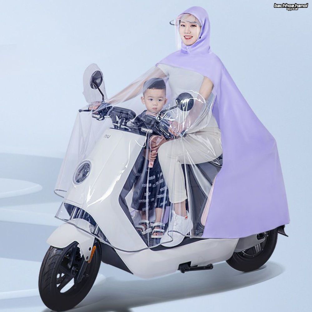 Áo Mưa Trong Suốt Cho Mẹ Và Bé Đi Xe Máy Cao Cấp