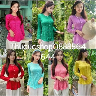 Bộ bà ba gấm hoa, quần trắng đen