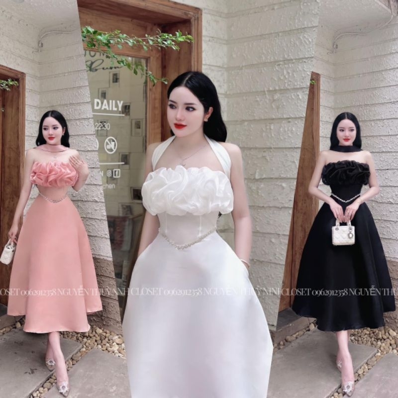 Đầm xòe Voan tơ Tapta đính cườm sang chảnh phù hợp dạ hội dự tiệc đẹp xuất sắc (Đầm váy đẹp mê ly💯)