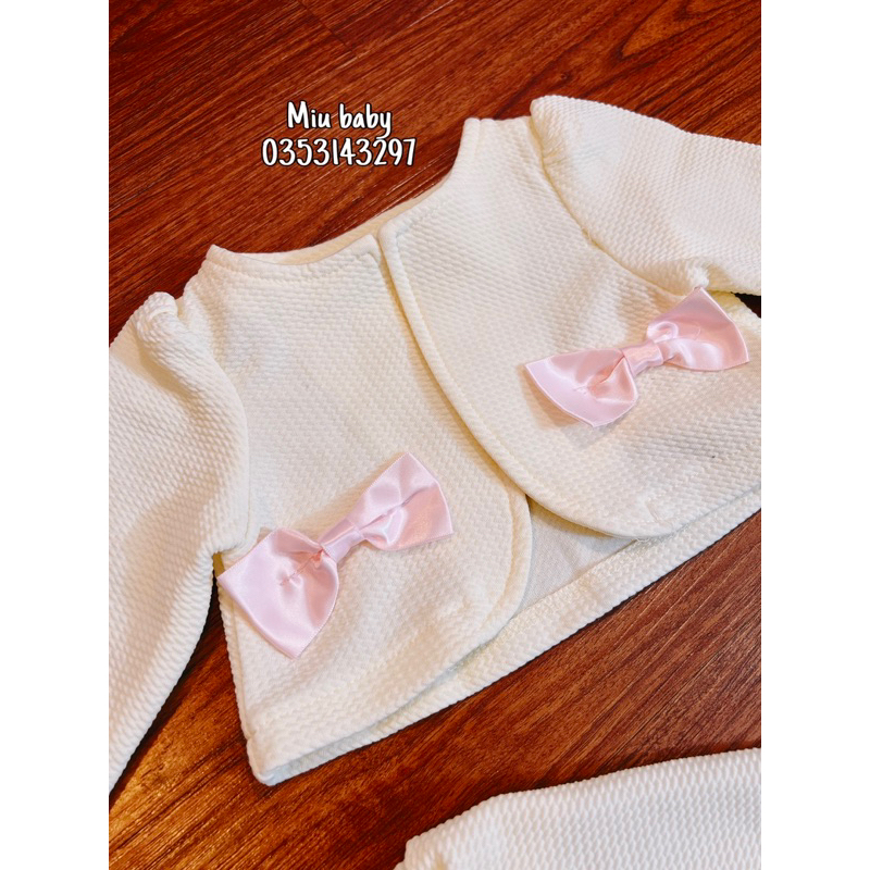 Áo choàng dáng lửng tiểu thư bé gái xuat nhật màu kem