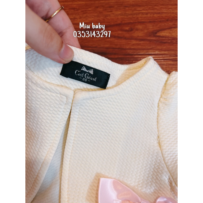 Áo choàng dáng lửng tiểu thư bé gái xuat nhật màu kem