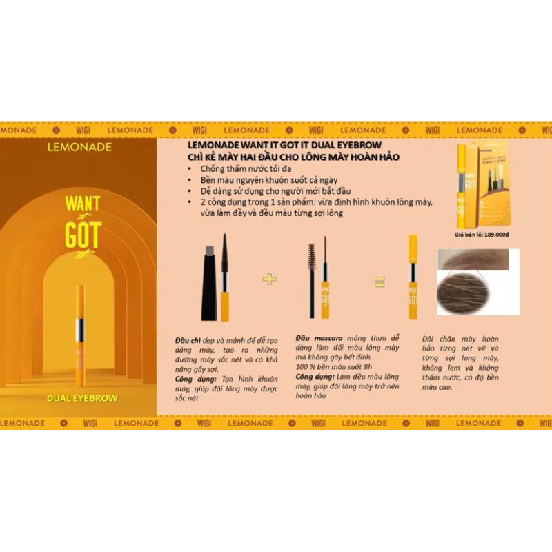 Chì kẻ mày 2 đầu Lemonade Want It Got It Dual Eyebrow 2.75g