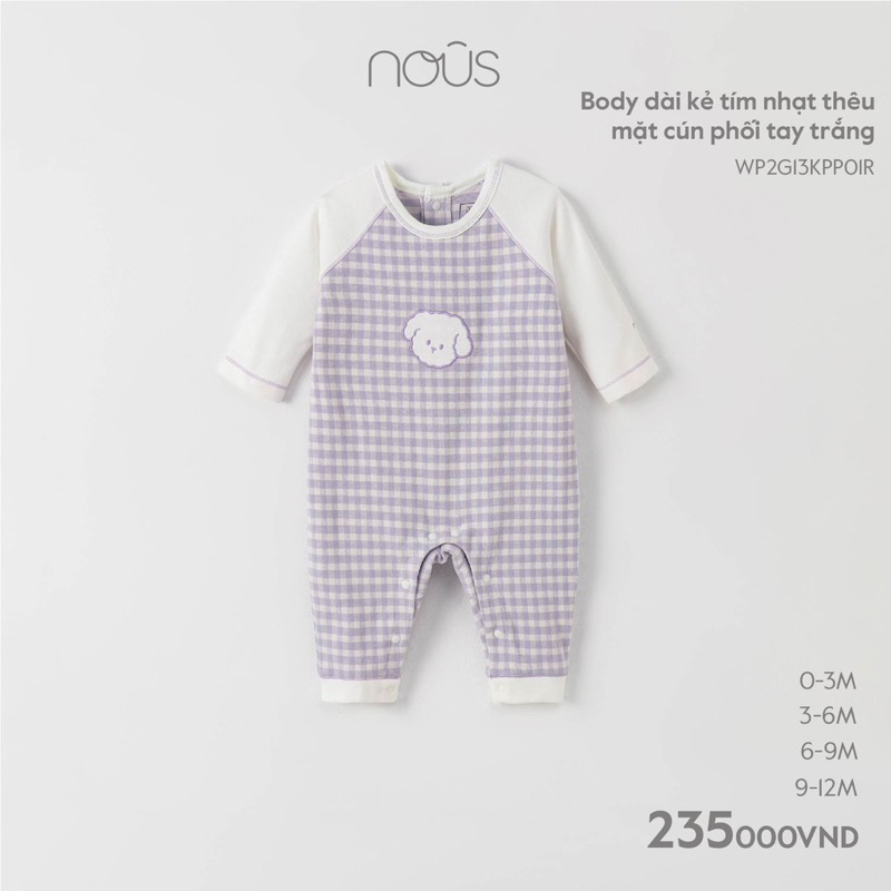 Body dài tay cho bé thu đông chất mềm mại 3-10kg chính hãng Nous 2023