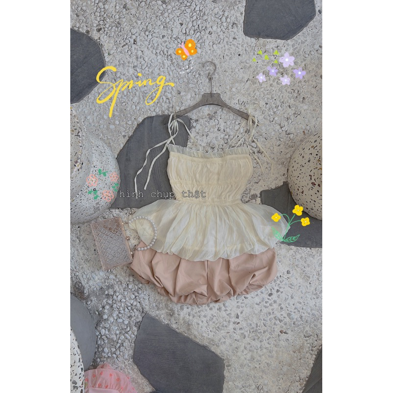 SET ÁO 2 d nhún tùng bí +lưng sau có nhún thun co giãn) á