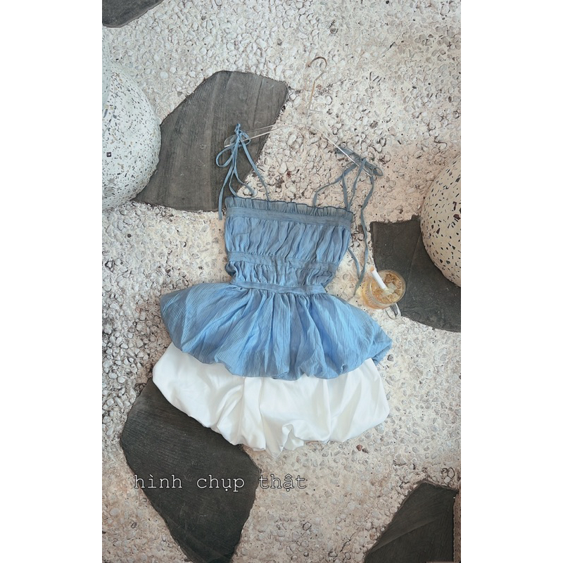 SET ÁO 2 d nhún tùng bí +lưng sau có nhún thun co giãn) á