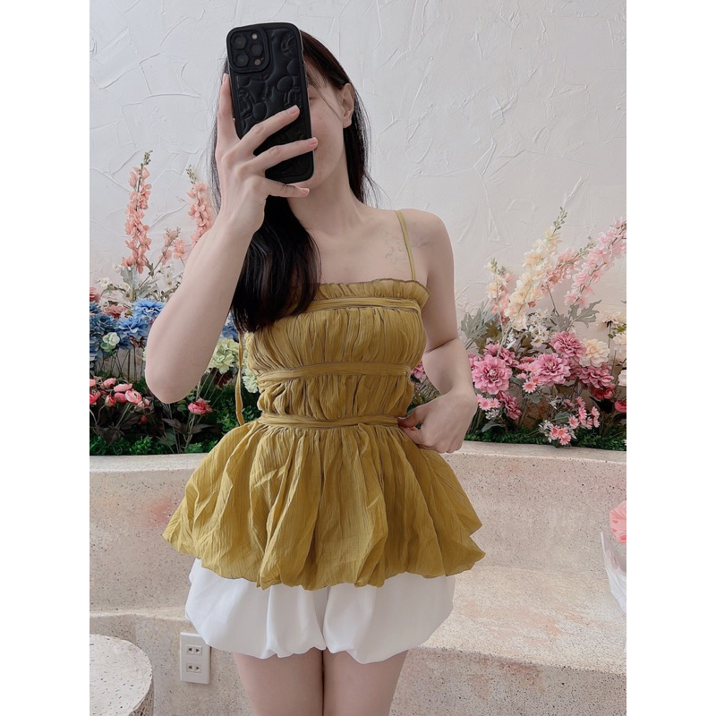 SET ÁO 2 d nhún tùng bí +lưng sau có nhún thun co giãn) á