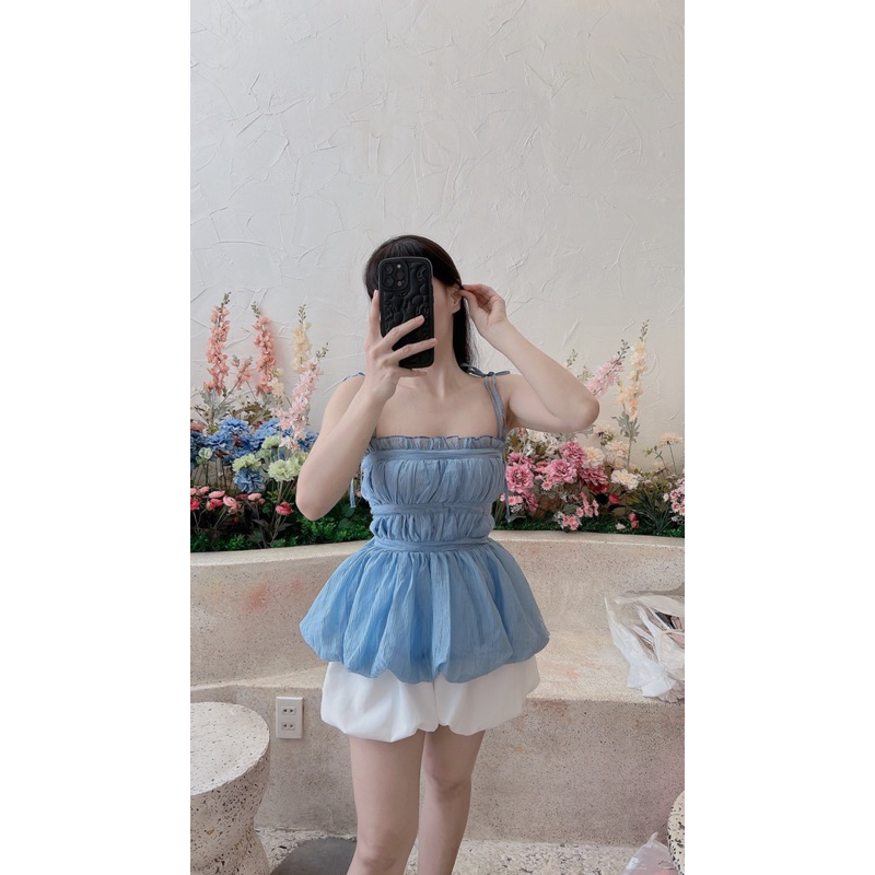 SET ÁO 2 d nhún tùng bí +lưng sau có nhún thun co giãn) á