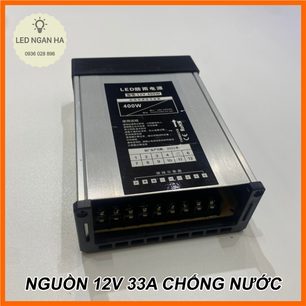 Nguồn 12v 33a ngoài trời dùng cho đèn led hàng loại tốt bảo hành 12 tháng