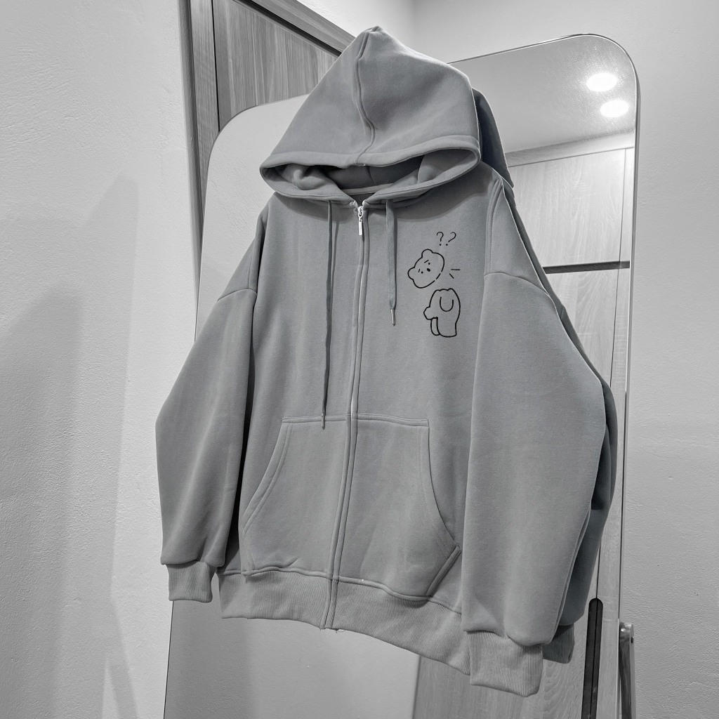Áo Khoác Hoodie Zip Meanstore Khoác Nỉ Nam Nữ Đôi Form Rộng Vải Nỉ Lót Lông, Bông Dày Mũ, Dây Kéo Đen, Xám Tiêu - KNGH1
