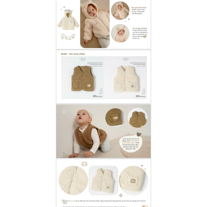 Áo Khoác/ Áo Gile Lông Cừu, size từ 6-9m đến 18-2y