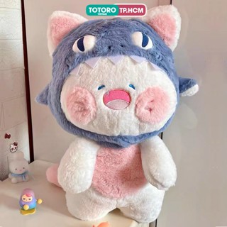Thú bông Gấu Mèo DuDu trắng đội mũ cá mập cười tít siêu dễ thương chính hãng Totoro Việt Nam