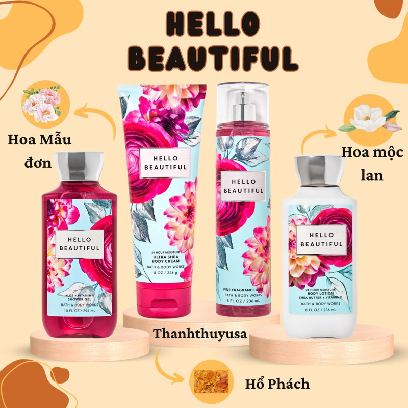 Bộ Sản Phẩm Sữa Tắm - Lotion - Body Mist Xịt Thơm Toàn Thân Bath & Body Works