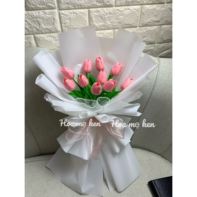 Bó hoa tulip 10 bông giống hoa thật, siêu dễ thương. Quà tặng sinh nhật, 14-2, 8-3, 20-10, 20-11