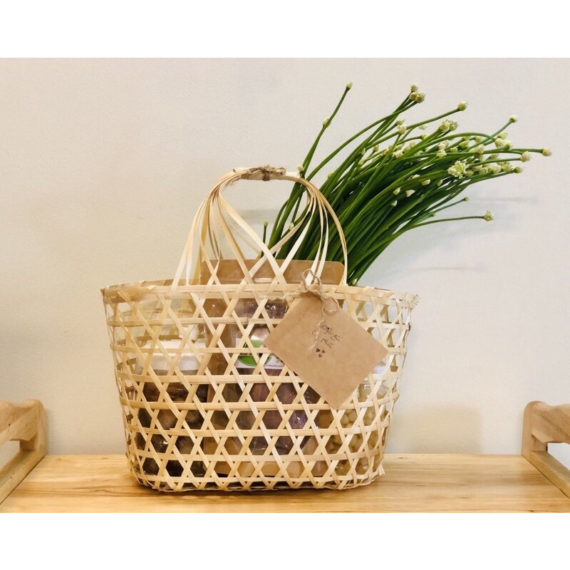 Lẵng quà giỏ tre đựng quà Tết, bánh trung thu, làn tre quà tặng, trứng, decor, trang trí