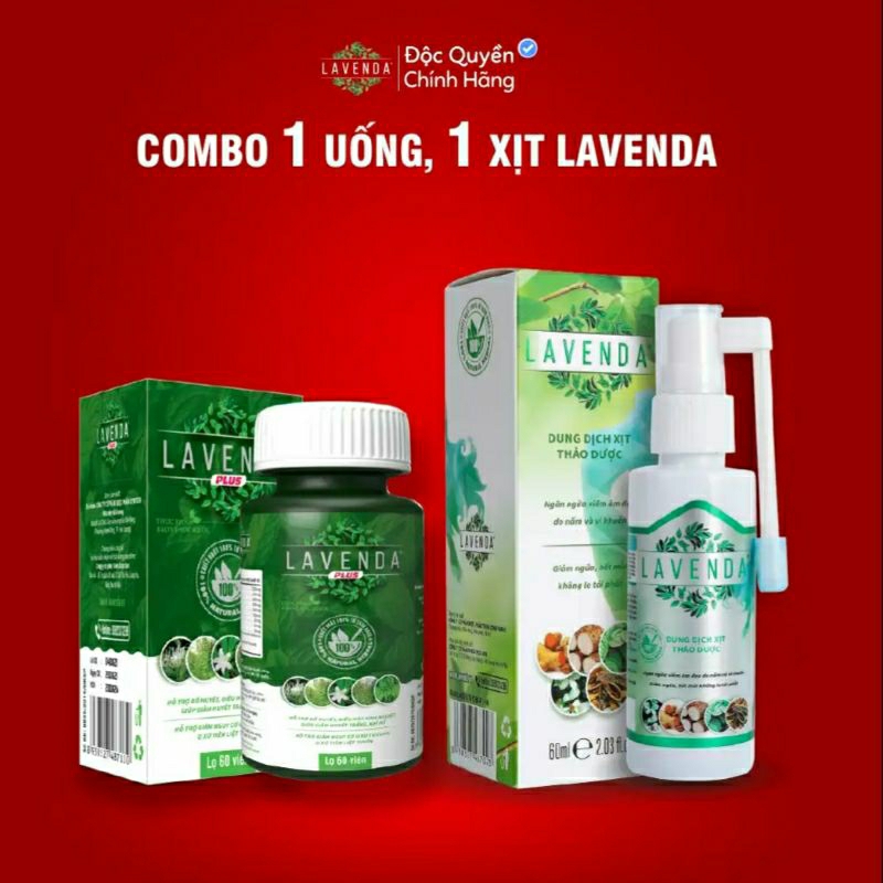 Combo 1 Uống Lavenda Plus (60 viên/hộp) và 1 Xịt Lavenda (60ml/chai)