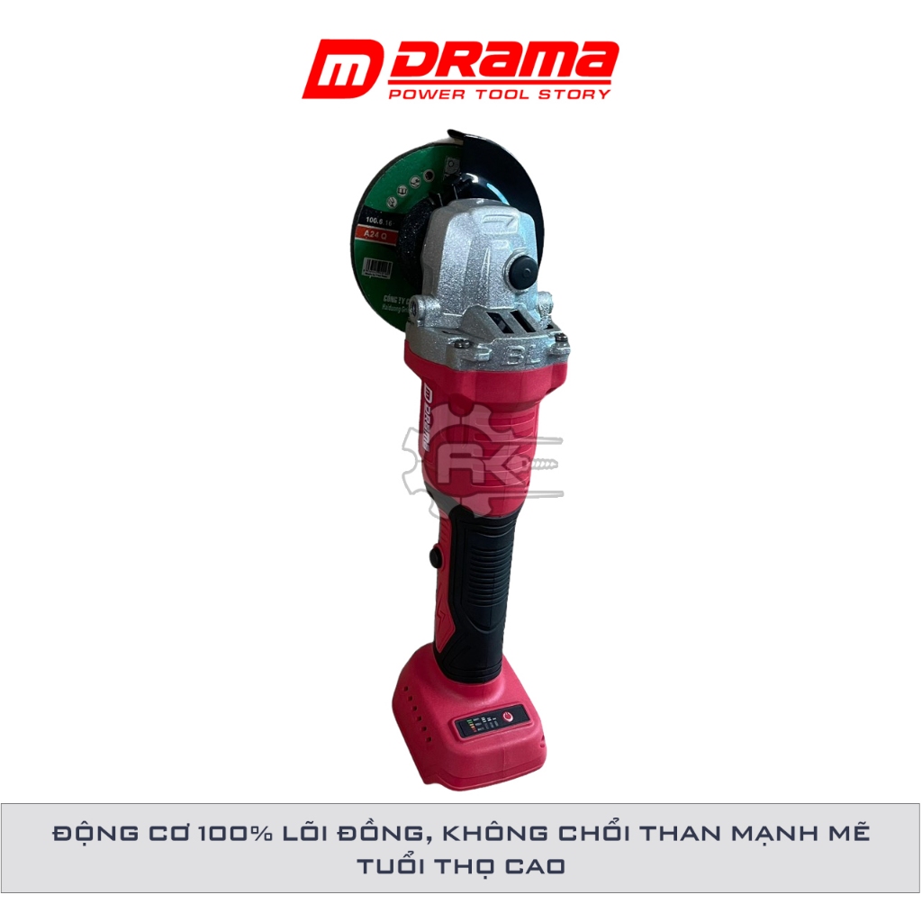 Thân máy mài pin DRAMA D5122, Tặng 1 Đá mài Không Chổi Than, Chân phổ thông 4cm