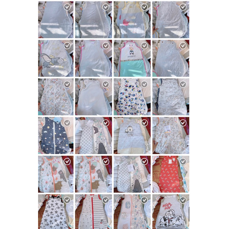 Túi ngủ trần bông hàng xuất dư HM, desney,.. vải Organic Cotton lót bông mỏng cho bé trai bé gái lỗi nhẹ