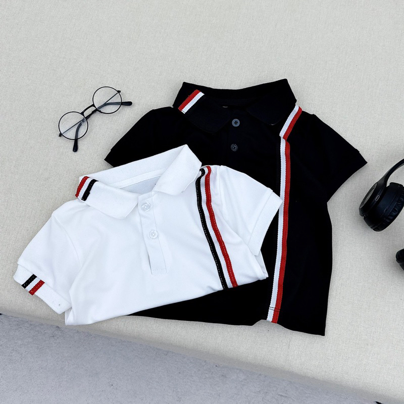 Sét bộ áo polo cộc tay phối quần jean đùi rách cho bé trai