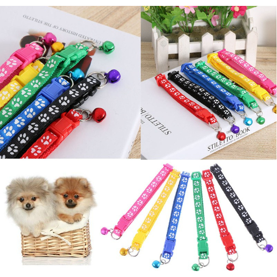Vòng cổ gắn chuông hình bàn chân cún dễ thương dành cho thú cưng