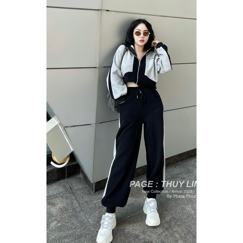 Bộ đồ thể thao-set bộ đồ áo có mũ - phong cách trẻ trung lăng động