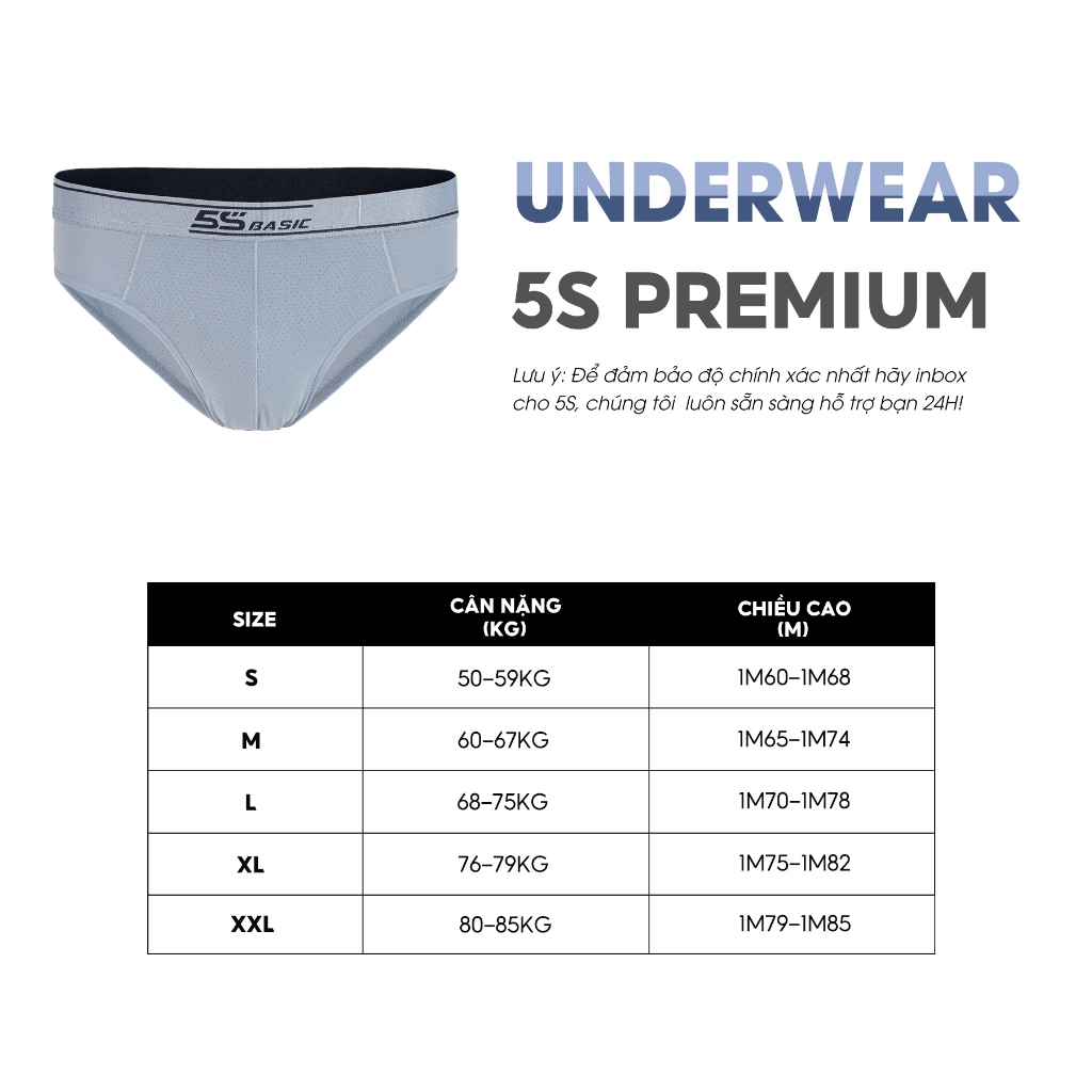 Quần Sịp Nam Tam Giác Màu Xanh Đen 5S FASHION, Mềm Mịn, Thoáng Khí, Thiết Kế Cạp Co Giãn Không Hằn Da