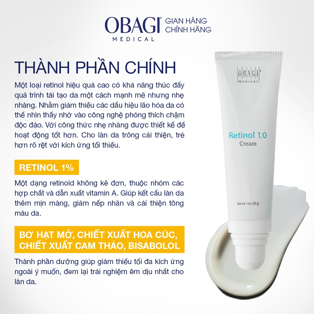 Kem dưỡng Obagi Retinol 1.0 Cream 28g chống lão hóa, trẻ hóa da