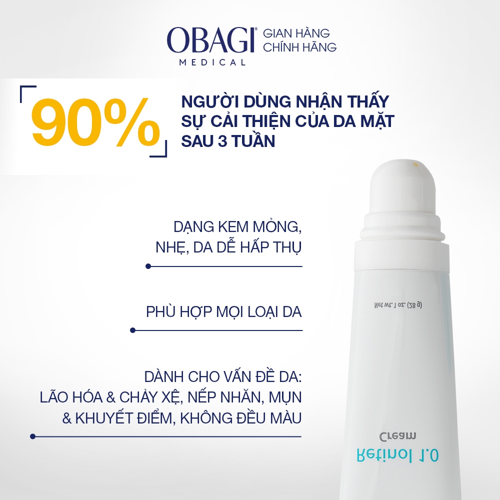 Kem dưỡng Obagi Retinol 1.0 Cream 28g chống lão hóa, trẻ hóa da