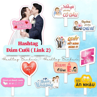 Hashtag cầm tay cưới, biển chụp hình cưới