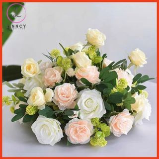 Hoa giả cao cấp lẵng hoa trang trí bàn phòng khách phòng họp hội nghị sự kiện khách sạn