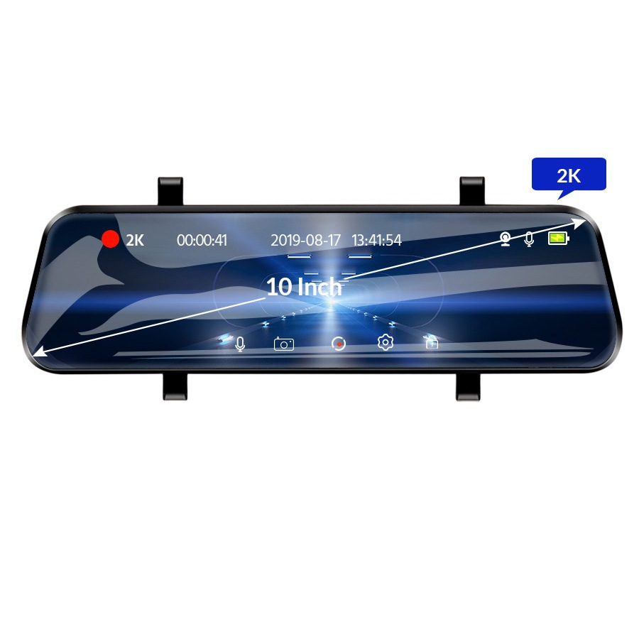 Camera hành trình gương chiếu hậu màn hình 10 inch hiển thị tràn viền quay cực nét, hỗ trợ quay đêm, có wifi