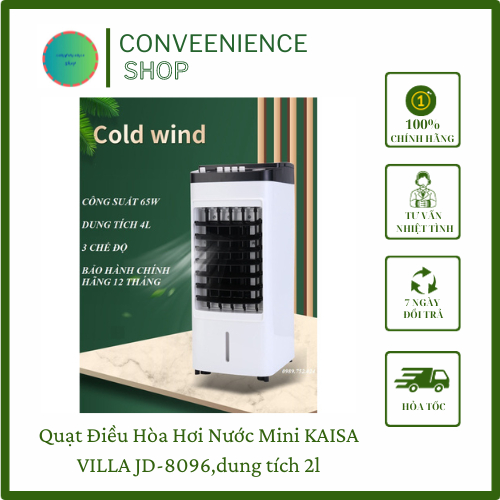 Quạt Điều Hòa Hơi Nước Mini KAISA VILLA JD-8096– Dung Tích 2 Lít, Vận Hành Êm Ái- Bảo Hành 6 Tháng