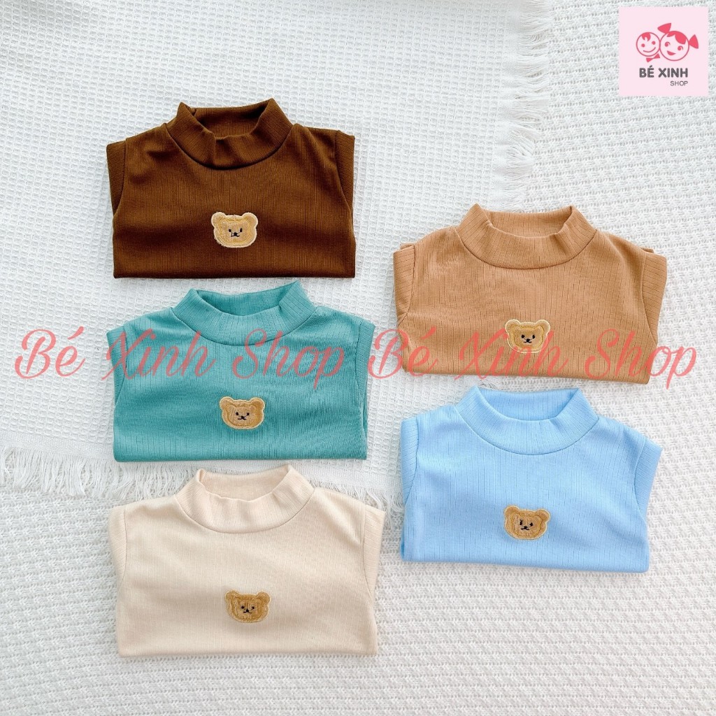 Áo Giữ Nhiệt Dài Tay Cổ Cao Cho Bé Trai Bé Gai 8-18kg Áo Cổ Cao Len Tăm Tay Dài Cho Bé Trai Gái ÁO GÂN TO