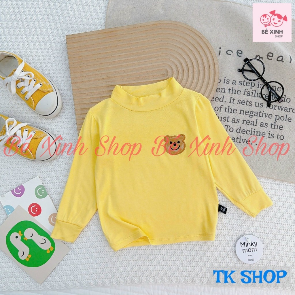 Áo Thun Lạnh Cổ Lọ Dài Tay Cho Bé Trai Gái 8-28kg  Áo Tay Dài Cổ 3 Phân Cho Bé Trai Gái ÁO GẤU 3P