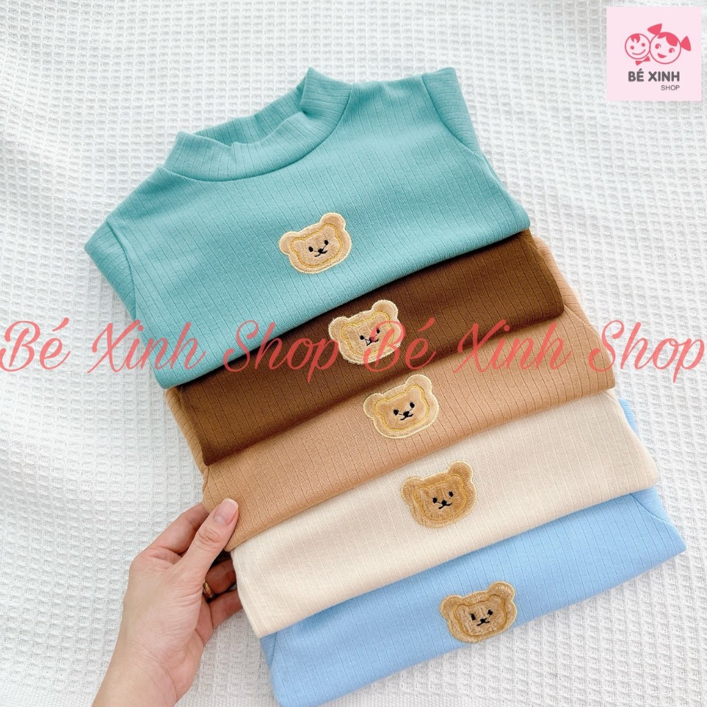 Áo Giữ Nhiệt Dài Tay Cổ Cao Cho Bé Trai Bé Gai 8-18kg Áo Cổ Cao Len Tăm Tay Dài Cho Bé Trai Gái ÁO GÂN TO